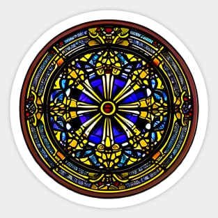 Gold and blue  stained glass pattern sticker Sticker